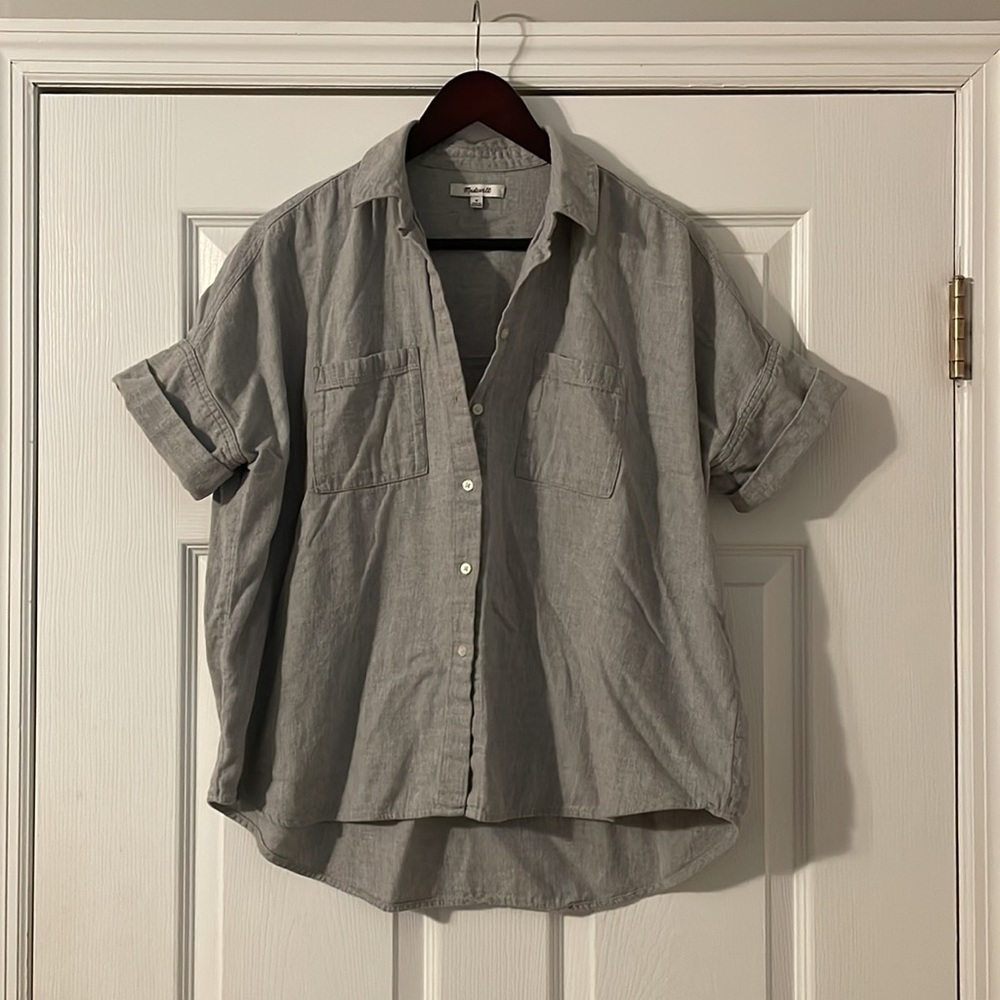 Madewell, Oversized Button Down Shirt, Women’s, Grey